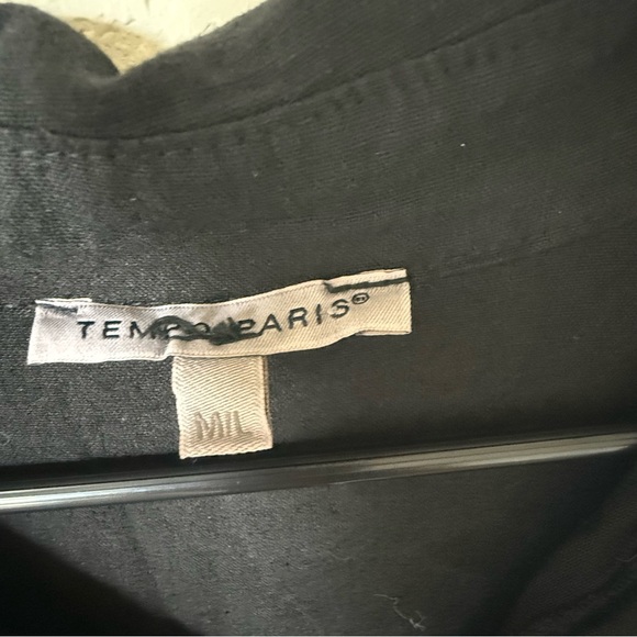 Tempo Paris Linen Cotton Shirt Dress Black M/L Made in Italy Button Front - Picture 5 of 9